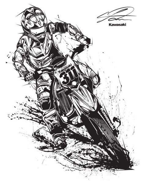 Motocross Tattoo, 3d Art Painting, Ninja Motorcycle, Ktm Motocross, Cross Drawing, Helmet Tattoo, Motorcycle Drawing, Bike Drawing, Flame Art