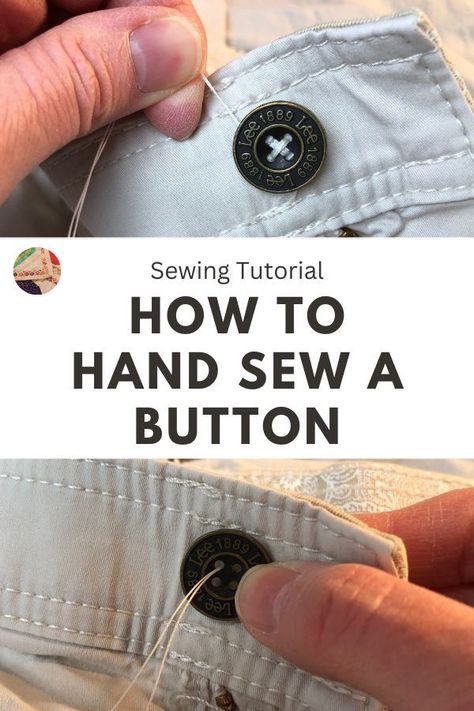 Watch this tutorial to learn how to sew a button on a garment by hand. This technique can be used to mend a garment when the button has come off or when sewing buttons on a new project. How To Sew A Button On Pants, How To Sew On A Button By Hand, Sewing On A Button, How To Sew A Button, Hand Sewing Techniques, Sew A Button, Parenting Knowledge, Sewing Alterations, Sewing School