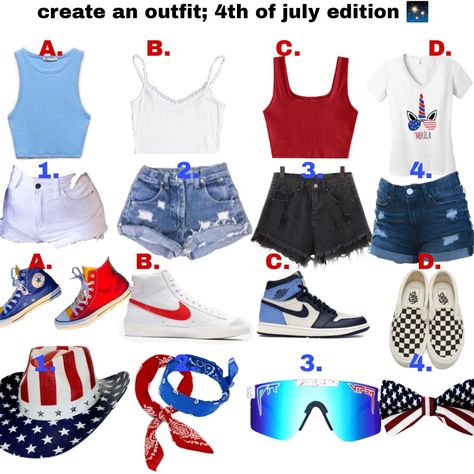 American Theme Outfit, Cute 4rth Of July Outfits, 4th Of July Outfits For Teenagers, Red White And Blue Country Outfits, Fourth Of July Fashion, 4th Of July Outfits 2024, Aesthetic Fourth Of July Outfits, Western Fourth Of July Outfits, Cute Red White And Blue Outfits