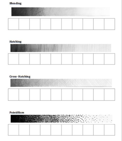 Tattoo Practice Shading, Drawing Shading Techniques, Drawing Warm Ups, Types Of Shading, Pencil Rendering, Ink Drawing Techniques, Learn To Tattoo, Basic Sketching, Types Of Lines