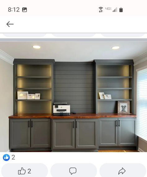 Charcoal Gray Built Ins, Gray Built Ins, Wall Showcase Design, Wall Showcase, Storage Wall, Apartment Decor Inspiration, Ikea Hacks, Ikea Hack, Toy Storage