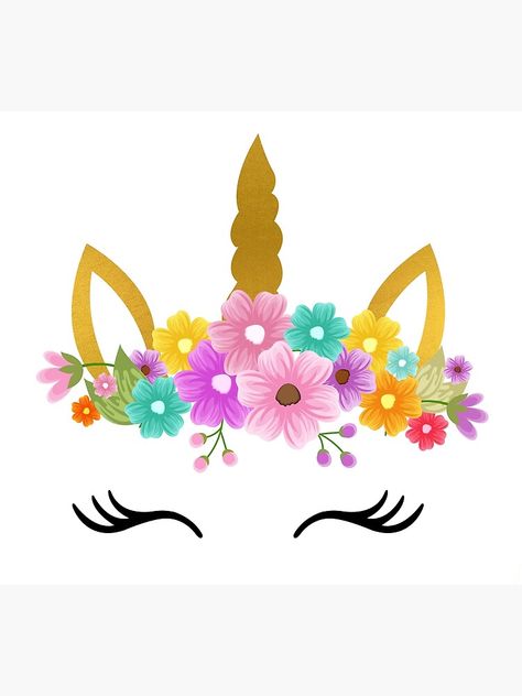 "Unicorn Birthday / Unicorn head Flowers " Poster by CacaoDesigns | Redbubble Christening Invitations Girl, Unicorn Images, Unicorn Painting, Unicorn Flowers, Unicorn Drawing, Idee Cricut, Unicorn Card, Unicorn Pictures, Ipad Snap