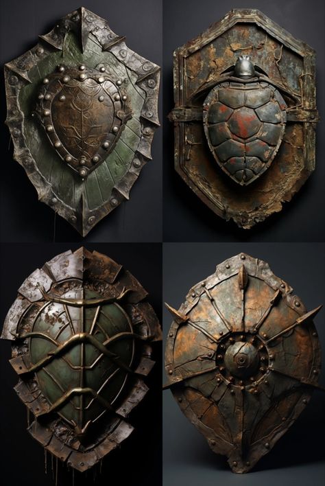 Fantasy Shields, Fantasy Shield, Animal Skull Drawing, Naruto Games, Medieval Shields, Props Concept, Sci-fi Armor, Fantasy Props, Shoulder Armor