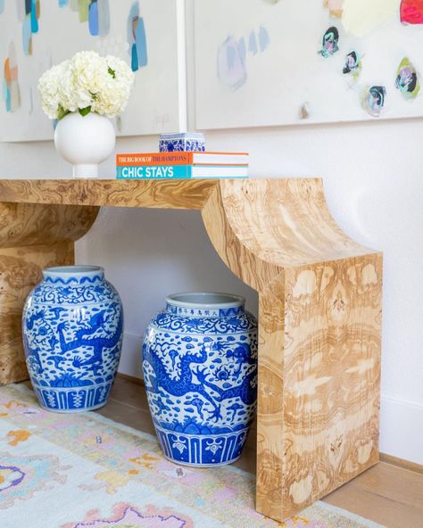 All Posts • Instagram Oyster Creek Studios, Console Table Design, High Gloss Paint, Paint Colors Benjamin Moore, Benjamin Moore Paint, Woven Baskets, Burl Wood, Wood Console Table, Living Table