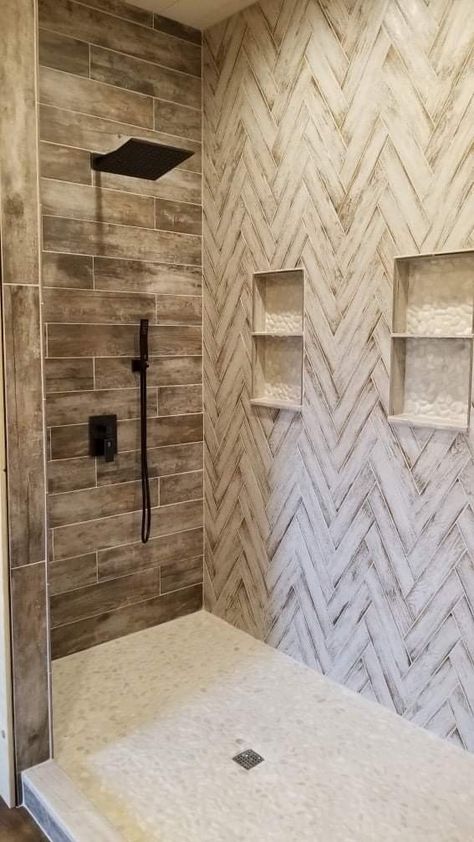 Bathroom Shower Tile Ideas, Shower Tile Ideas, Bathroom Showers, New House Bathroom, Farmhouse Shower, Aesthetic Interior, Home Decor Bathroom, Bathroom Farmhouse Style, Bathroom Redesign