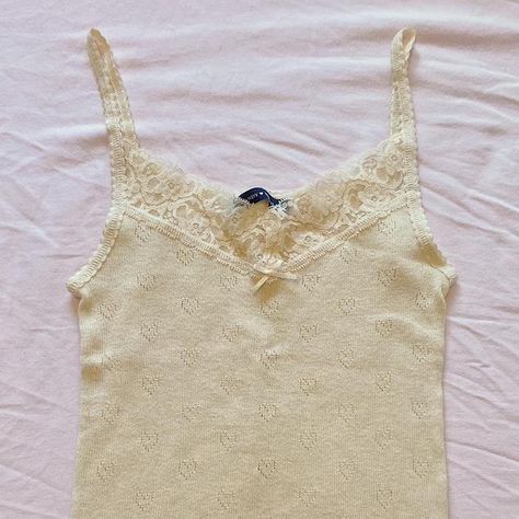 Brandy Melville Coquette, Heart Pointelle, Coquette Heart, Coquette Clothes, Vintage Cami, Lace Cami, New Wardrobe, Cami Top, Cami Tops