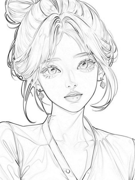 Line art, drawing, color base, base color, coloring base, base coloring Sketch Book Hair, Anime Line Art Drawings, Anime Sketch For Coloring, Anime Sketch Digital, Manga Face Reference, Manga Face Drawing, Face Base Drawing, Digital Lineart, Lineart Coloring