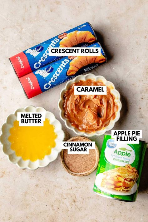 Caramel Apple Crescent Rolls (Mini Pies!) | Healthy Little Peach Cheese Apple Pie, Cinnamon Sugar Crescent Rolls, Apple Crescent, Apple Crescent Rolls, Apple Pie Crescents, Individual Apple Pies, Healthy Little Peach, Apple Pie Bites, Easy Apple Pie