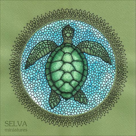 Sea Turtle Dot Art, Aboriginal Turtle Art, Dot Painting Turtle, Turtle Dot Art, Pointillism Painting, Sea Turtle Artwork, Sea Life Painting, Aboriginal Art Dot Painting, Hawaii Tattoos