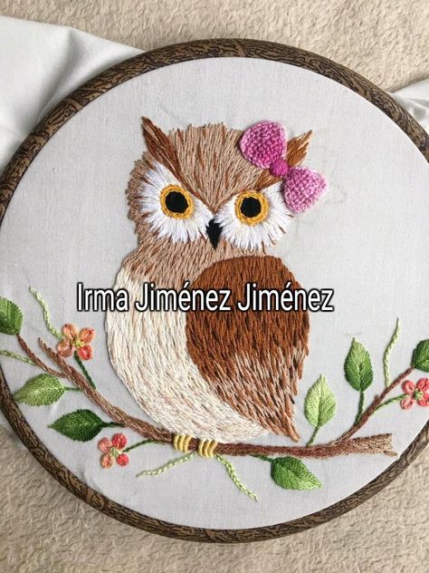 Owl Embroidery, Projek Menjahit, Embroidery Hoop Art Diy, Birds Embroidery Designs, Animal Embroidery Designs, Handmade Embroidery Designs, Embroidery Stitches Tutorial, Pola Sulam, Hand Embroidery Projects