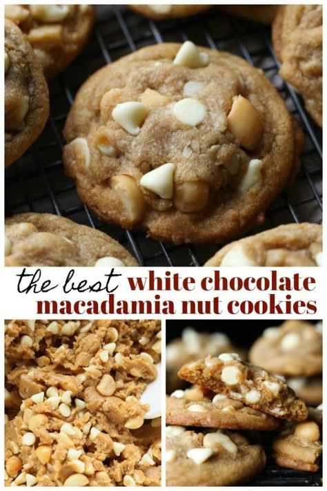 White Chocolate Macadamia Nut Cookies are a thick and buttery cookie recipe, loaded with creamy white chocolate chips and salty macadamia nuts. Browning the butter gives them an extra depth of flavor, and no mixer required! #cookiesandcups #whitechocolate #cookierecipe #macadamianuts #cookies #whitechocolatechip White Chocolate Chip Macadamia Nut Cookies, Macadamia Nut Cookies Recipe, White Chocolate Macadamia Cookies, Chocolate Macadamia Nut Cookies, Best White Chocolate, White Chocolate Macadamia Nut Cookies, White Chocolate Macadamia Nut, Macadamia Cookies, Macadamia Nut Cookies