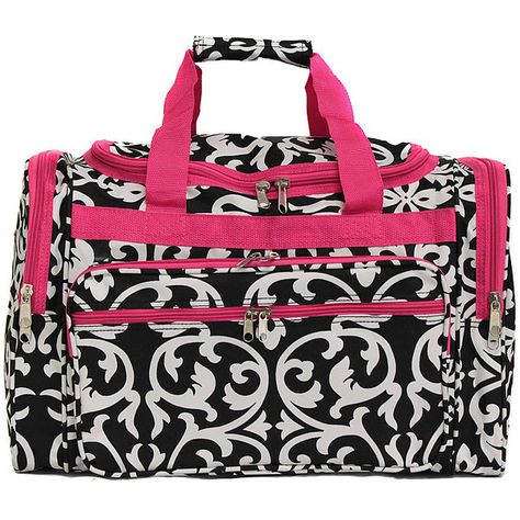 World Traveler Damask 19" Shoulder Duffle Bag Travel Duffel Bag (€30) ❤ liked on Polyvore featuring bags, luggage, pink and travel duffels Pink Damask, Leather Duffel Bag, Leather Duffel, Luggage Store, Dance Bag, Go Bags, Duffle Bag Travel, Bag Collection, Travel Duffel