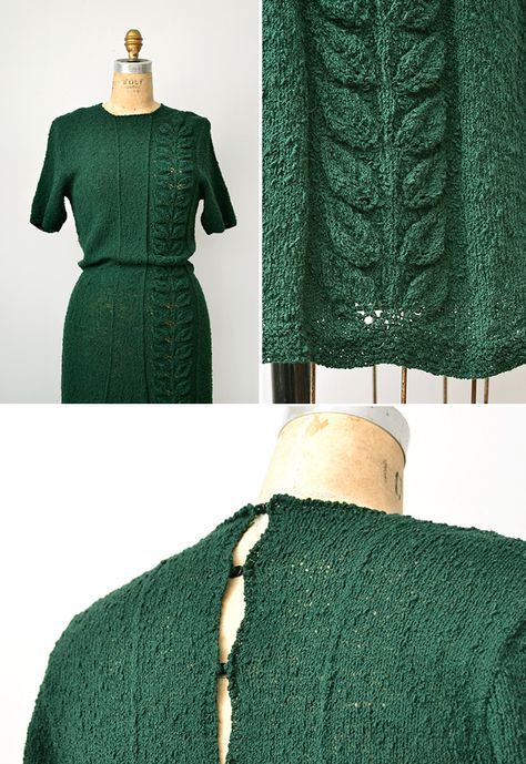 1930s vintage sweater dress Knitting Dress Women, Vintage Outfit Inspiration, Vintage Fashion 1930s, Sweaters Vintage, Knitting Sweaters, Green Knit Sweater, 1930s Dress, 20th Century Fashion, Adored Vintage