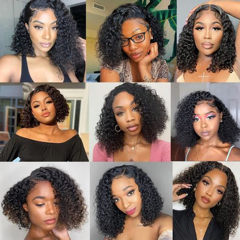 Bob Wig Styles, Curly Bob Human Hair Wig, Curly Lace Frontal, Short Cut Wigs, Short Curly Bob, Fashion Wigs, Curly Bob Wigs, Bob Lace Front Wigs, Curly Human Hair Wig