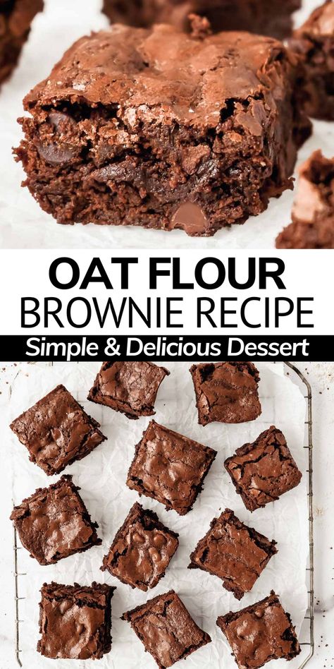 Desserts With Oats, Oat Flour Brownies, Brownies Gluten Free, Oatmeal Flour, Glutenfri Baking, Oat Flour Recipes, Gluten Free Brownies, Recipe Simple, Gf Desserts