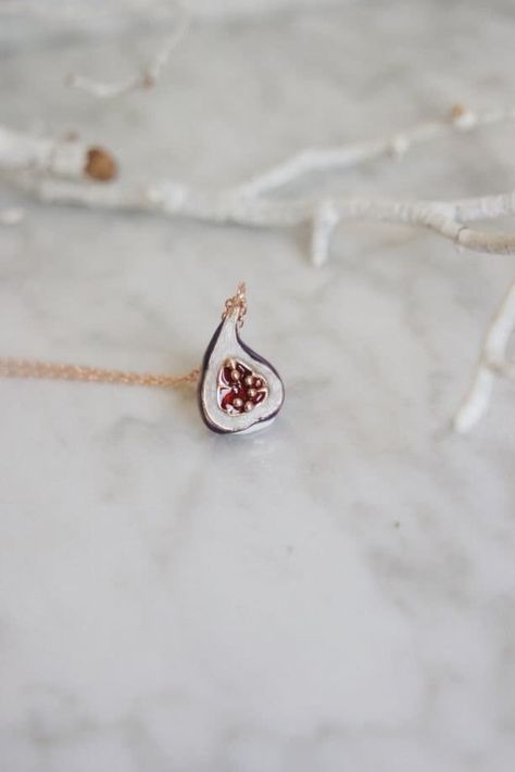 Fig Necklace, Fruit Necklace, Food Jewelry, Star Bracelet, Evil Eye Bracelet, Funky Jewelry, Rose Gold Necklace, Silver Rose Gold, Silver Roses