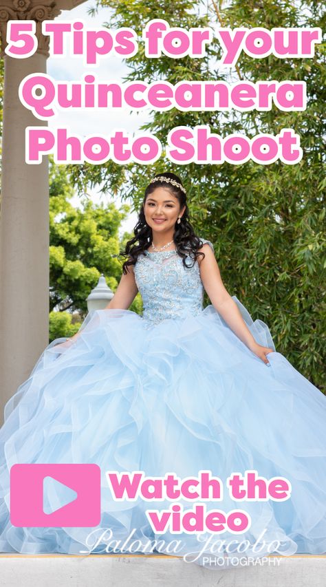 In this video I share with you 5 Tips for your Quinceanera Photo Shoot, you can apply those tips to pretty much any other kind of photo shoot. San Diego Quinceanera, Quinceanera Photo Shoot, Quinceanera planning, Paloma Jacobo Photography Cute Quince Picture Ideas, Quinceanera Picture Ideas Photography, Quinceanera Photoshoot Ideas Fun, Sweet 15 Photoshoot Ideas, Poses For Quinceanera Pictures, Quince Picture Poses, Quinceanera Poses Photo Shoots, Sweet 16 Picture Ideas Photoshoot, Quinceanera Photoshoot Poses