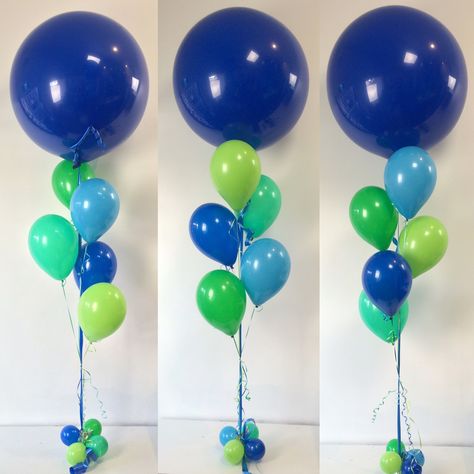 Complementary colour scheme with Standard Dark Blue 3ft - blues and greens from the Qualatex Fashion range Green And Blue Party Decorations, Blue And Green Birthday Decorations, Blue And Green Balloons, Complementary Colour Scheme, Complementary Color Scheme, Green Graduation Party, Balloon Colors, Blue Party Decorations, Jumbo Balloons