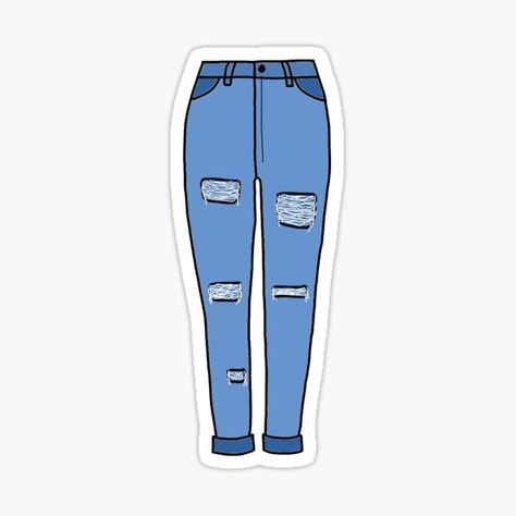 ripped blue jeans sticker!! check out this new sticker, it would look great on masks, phone cases, journals, and more. if you like this design, check out my other designs at oliviadesigned on redbubble! thanks :) Ripped Jeans Reference Drawing, Ripped Jeans Art Reference, Jeans Sticker, Ripped Jeans Sketch, Blue Ripped Grunge Bottoms, Ripped Denim Blue Grunge Jeans, Logo Online Shop, Suitcase Stickers, Iphone Stickers