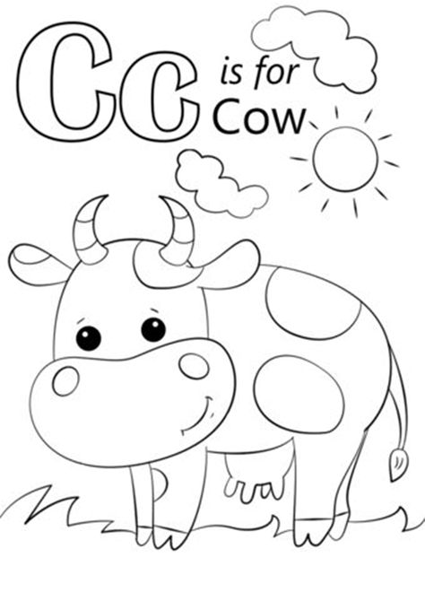 Free & Easy To Print Cow Coloring Pages - Tulamama C Is For Cow Craft, Cow Crafts For Toddlers, Letter C Crafts For Toddlers, I Is For, C Is For Cow, C Coloring Pages, Toddler Coloring Pages, Coloring Pages For Kindergarten, Cow Crafts