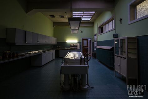 Morgue Room, Set Design Film, Hospital Concept, Game Environment Design, Vintage Hospital, One Room Houses, Shallow Grave, Room Floor Plan, The Prodigal Son