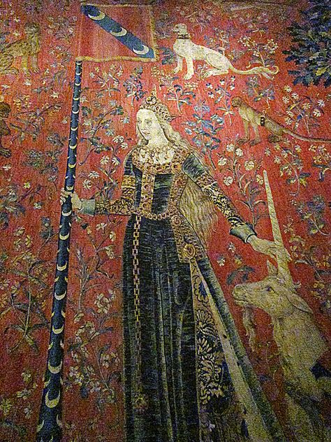 Detail: The Lady and the Unicorn Genderbend Aurora, Paintings Historical, Victorian Tapestry, The Lady And The Unicorn, Lady And The Unicorn, Unicorn Tapestry, Unicorn Tapestries, Paintings Oil, Medieval Tapestry