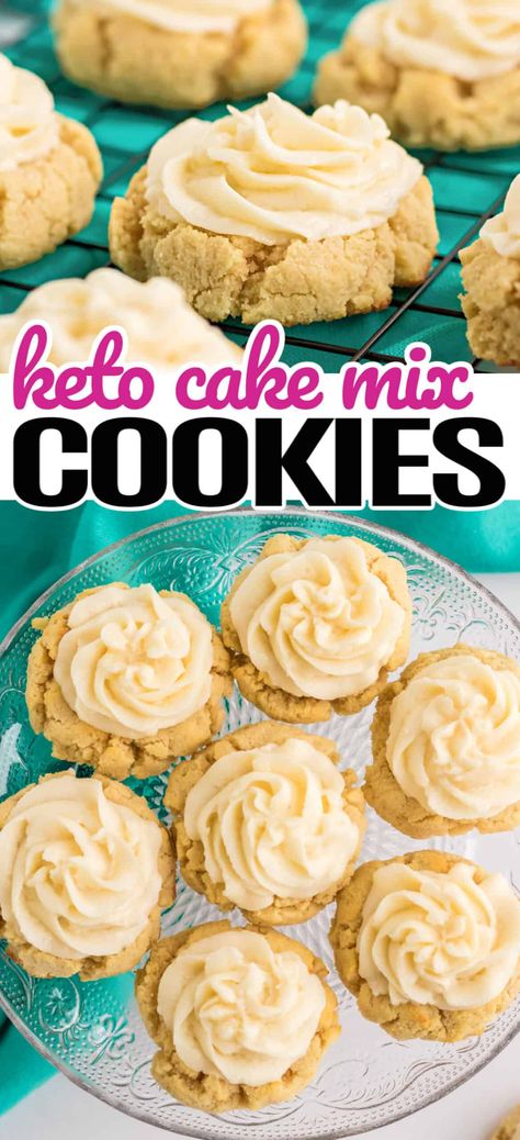 Easy Keto Cake, Yellow Cake Mix Recipes, Frosting Buttercream, Boxed Cake Mixes Recipes, Keto Cookie Recipes, Sugar Free Cake, Low Carb Cake, Sugar Free Sweets, Cake Mix Cookie Recipes