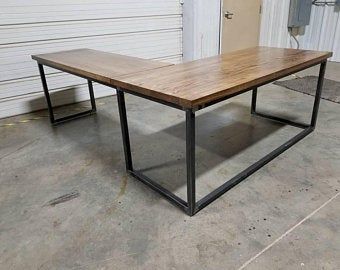 T Shaped Desk, Oak Wood Desk, Desk Industrial, Rustic Bookshelf, Double Desk, Welded Furniture, L Desk, Steel Desk, Industrial Desk