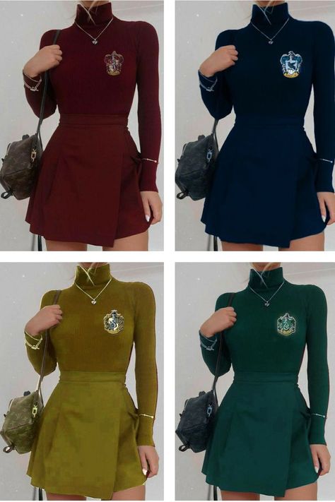 Hogwarts Winter Outfits, Hogwarts Uniform Redesign, Hogwarts Aesthetic Outfits, Harry Potter Aesthetic Outfits, Harry Potter Houses Outfits, Seoul Airport, Harry Potter Uniform, Gryffindor Outfit, Hufflepuff Outfit