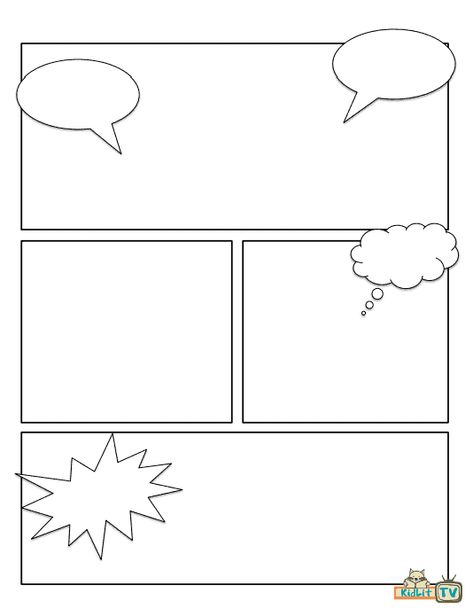 The Kids Are All Write: How to Make a Comic - KidLit TV Novel Layout, Making A Comic, Graphic Novel Layout, Comic Strip Template, Make A Comic Book, Create Your Own Comic, Comic Template, Art Sub Plans, Comic Book Template