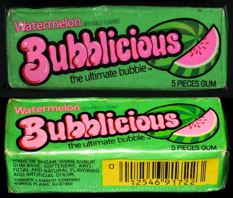 Bubblicious - Watermelon - bubble gum pack - mid-1980's by JasonLiebig, via Flickr Gum Pack, Photographie Indie, 90s Memories, School Memories, 90s Childhood, Oldies But Goodies, I Remember When, Good Ole, Old Fashion