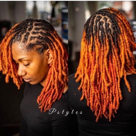 Orange Locs, Dreads Black Women, Dyed Dreads, Colored Dreads, Short Dreadlocks Styles, Natural Dreads, Beautiful Locs, Dreadlock Hairstyles For Men, Beautiful Dreadlocks