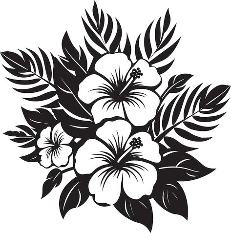 Vector sable botanical melody black flor... | Premium Vector #Freepik #vector #floral-illustration #hand-drawn-floral #flower-illustration #flower-tattoo Flower Silhouette Art, Hibiscus Flower Silhouette, Tropical Leaf Silhouette, Flower Silhouette Templates, Hibiscus Vector, Flower Vector Png, Weather Background, Flor Vector, Happy Birthday Clipart