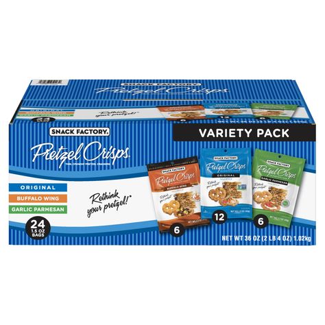 Free 2-day shipping on qualified orders over $35. Buy Snack Factory Pretzel Crisps Variety Pack, Individual 1.5 Oz Snack Packs, 24 Ct at Walmart.com Buffalo Pretzels, Pretzel Crackers, Single Serve Snacks, Snack Factory Pretzel Crisps, Pretzel Chips, Pretzel Thins, Pretzel Crisps, Buffalo Wing, No Bake Snacks