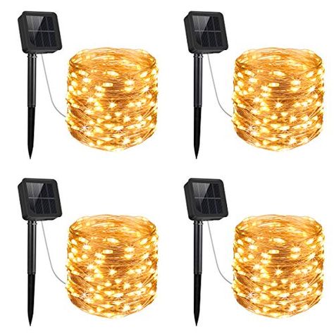 AMIR Upgraded Solar String Lights, 4 Pack 33ft Mini 100 LED Outdoor String Lights, Waterproof 8 Lighting Modes Solar ... Solar Powered Fairy Lights, Solar Powered Outdoor Lights, Fairy Christmas, Outdoor Decorative Lights, Led String Lights Outdoor, Copper Wire Lights, Outdoor Fairy Lights, Starry Lights, Yard Wedding