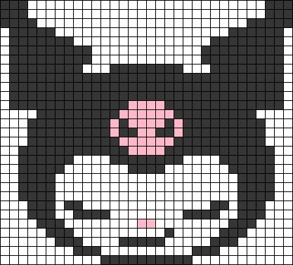 Kuromi Perler Beads, Kawaii Cross Stitch Pattern, Graph Crochet, Easy Pixel Art, Pixel Art Templates, 8bit Art, Diy Perler Bead Crafts, Pixel Drawing, Pixel Crochet