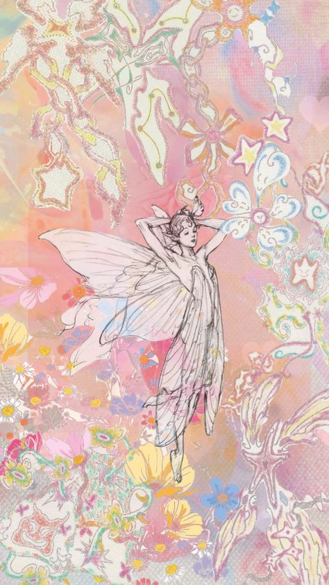 #fairy #fairycore #floral #cutesy #pastel #colorful #nature #wallpaper Colorful Nature Wallpaper, Fairies Aesthetic, Fairycore Wallpaper, Hippie Posters, Fairy Paintings, Romantic Paintings, Colorful Nature, Music Poster Design, Iphone Wallpaper Themes