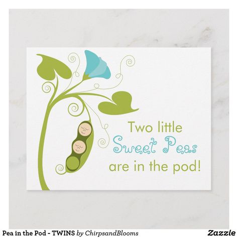 Triplets Announcement, Sweet Pea Baby Shower, Twin Birth Announcements, Twins Announcement, Dog Pregnancy Announcement, Bridal Brunch Invitations, Pregnancy Announcement Cards, Green Baby Shower, Baby Shower Card