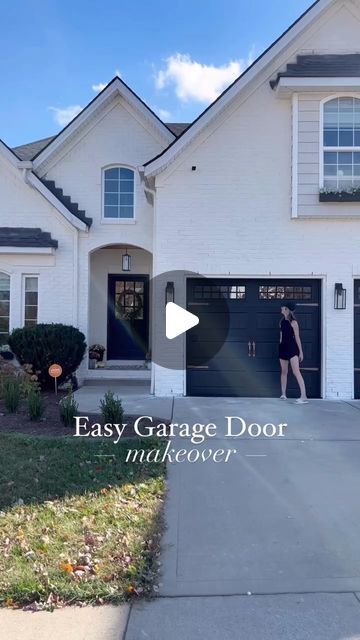 Garage Mastermind on Instagram: "Follow 👉 @garagemastermind for more featured garage door upgrades!  You can easily give your home a fresh new look by repainting your garage door to a color that complements the color of your house! It's easy to DIY and is a fun project to take on!  Check out the ⬆️LINK IN MY BIO for DIY guides to upgrade your garage!  📹 @farmhouseish . . . . #GarageMastermind #garagedoor #GarageImprovement #ModernHome #DesignTrends #GarageMakeover #allthingsgarage #garageupgrade #GarageGoals #HomeImprovement #dreamgarage #GarageOrganization #GarageStorage #GarageDesign #GarageLife #GarageProjects #GarageRenovation #GarageWorkshop #GarageDecor #GarageSolutions #GarageTransformation #GarageUpgrade #GarageInspiration #CustomGarage #GarageTools #GarageDoors" Painted Garage Door Before And After, Craftsman Garage Door Ideas, Front Door And Garage Door Match, Paint Garage Door, Garage Bathroom Ideas, Garage Doors Ideas, Dark Garage, Diy Garage Door Makeover, Black Garage Doors