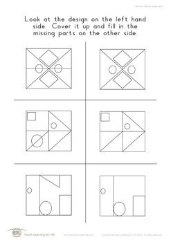 Memory Missing Design Part (Visual Memory Worksheets) Visual Memory Worksheets, Memory Worksheets, Analytical Thinking, Visual Perception Activities, Vision Therapy, Therapy Games, Visual Memory, Visual Learning, Visual Perception