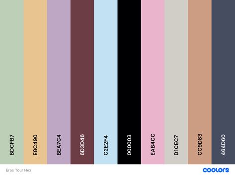 Taylor Swift Hex Codes, Goodnotes Cover Taylor Swift, Eras Tour Palette, 1989 Taylors Version Color Palette, 1989 Bedroom Aesthetic, Taylor Swift Eras Tour Colors, Eras Tour Mood Board, Taylor Swift Eras Colours, Eras Colors Taylor Swift