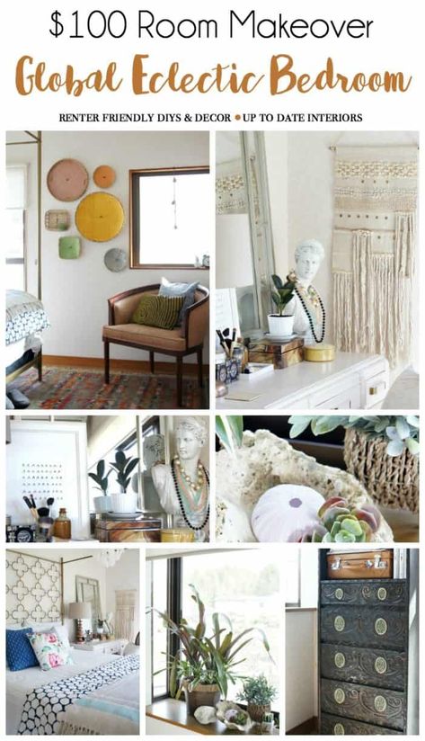 Global Eclectic Decor, Global Home Decor Style, Small Bedroom Storage, Global Decor, Bedroom Reveal, Home Decor On A Budget, Gorgeous Bedrooms, Eclectic Bedroom, Rental Decorating