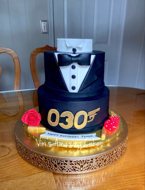 Cake For Businessman, James Bond Cake, Suit Cake, Mark James, Bond Party, Tuxedo Cake, James Bond Party, Decorating Food, Birthday Cakes For Men