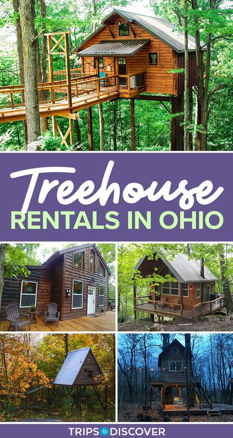 Here are our favorite dreamy treehouse rentals in Ohio. Tree House Rentals, Treehouse Vacations, Treehouse Rentals, Hocking Hills, Rv Sites, Tree Houses, The Hills, Van Life, Glamping