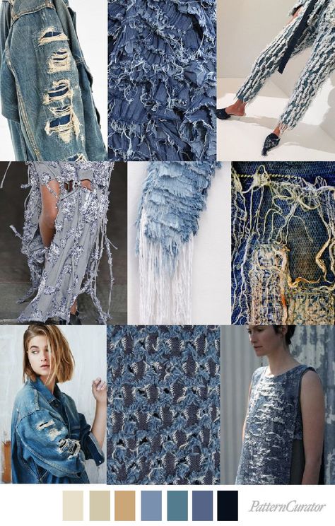 DECONSTRUCTED DENIM | pattern curator | Bloglovin’ Pattern Curator, Deconstructed Denim, Deconstruction Fashion, Fashion Show Themes, Fashion Trend Forecast, Damir Doma, Denim Pattern, Denim Inspiration, Color Trends Fashion