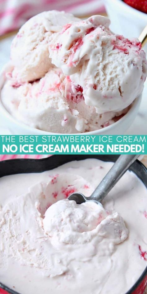 Homemade Strawberry Ice Cream, Strawberry Ice Cream Recipe, Easy Homemade Ice Cream, Strawberry Shortcake Ice Cream, Fresh Strawberry Recipes, Easy Ice Cream Recipe, Strawberry Pie Filling, Ice Cream Maker Recipes, Easy Ice Cream