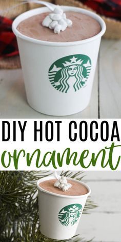 Hot Cocoa Themed Christmas Tree, Coffee Themed Christmas Tree, Hot Cocoa Christmas Tree, Coffee Classroom, Starbucks Ornaments, Fake Desserts, Starbucks Crafts, Hot Cocoa Ornaments, Starter Ideas