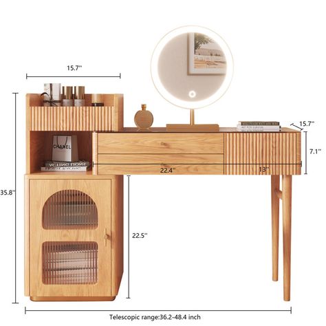 boosiny Vanity & Reviews | Wayfair Furniture Dressing Table, Large Storage Cabinets, Dressing Table Design, Bedroom Vanity, Makeup Table, Wood Beds, Side Cabinet, Vanity Table, Online Furniture Stores