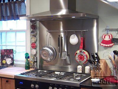 Finished Kitchens Blog: berf's Kitchen Wall Behind Stove, Backsplash Behind Stove, Stainless Steel Backsplash, Steel Backsplash, Stainless Backsplash, Favorite Kitchen, Home Reno, Stove Top, The Details