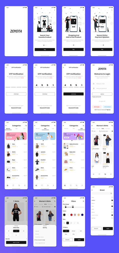 App UI Kit Fashion App Ui Design, E Commerce App Design, Ecommerce App Design Mobile Ui, E Commerce Ui Design, Home Page Ui Design Mobile App, E Commerce App Mobile Ui, E Commerce App Ui, Ecommerce Ui Design, Task Ideas